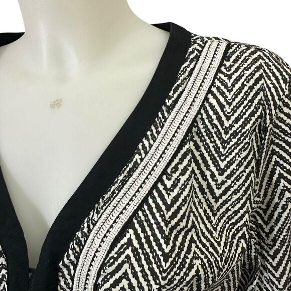 Athleta Herringbone Aztec Kimssa Black White Tunic Swim Cover Up Size Large - Picture 4 of 10